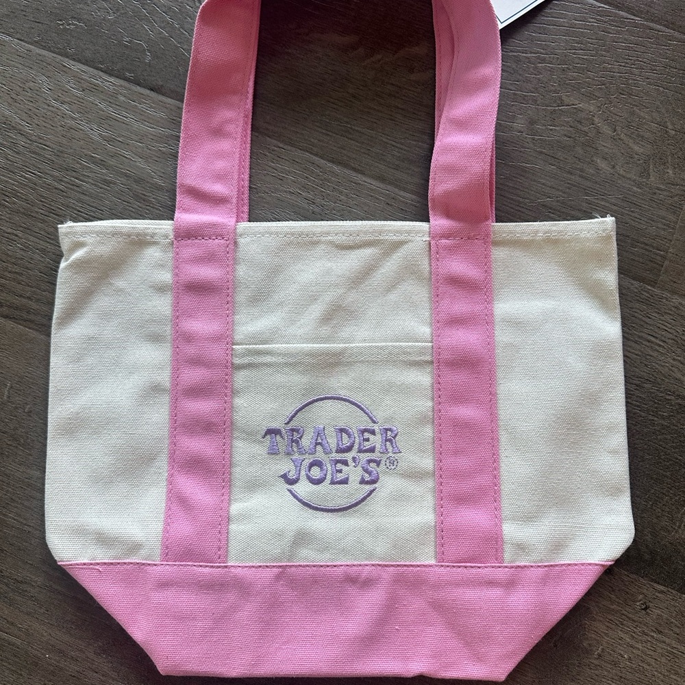 Classic Mini Pastel Pink and White Canvas Tote Bag